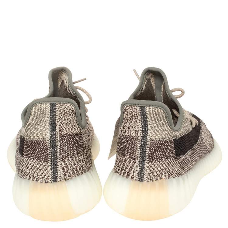 Pre Owned Yeezy x Adidas Gray Cotton Knit Yeezy 350 V2 Zyon Sneakers Size 46 