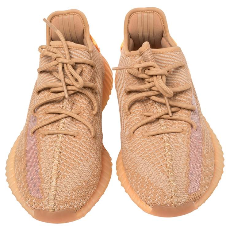 Pre Owned Yeezy x adidas Clay Cotton Knit Fabric Boost 350 V2 Sneakers Size 43 1/3