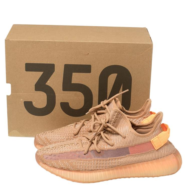 Pre Owned Yeezy x adidas Clay Cotton Knit Fabric Boost 350 V2 Sneakers Size 43 1/3