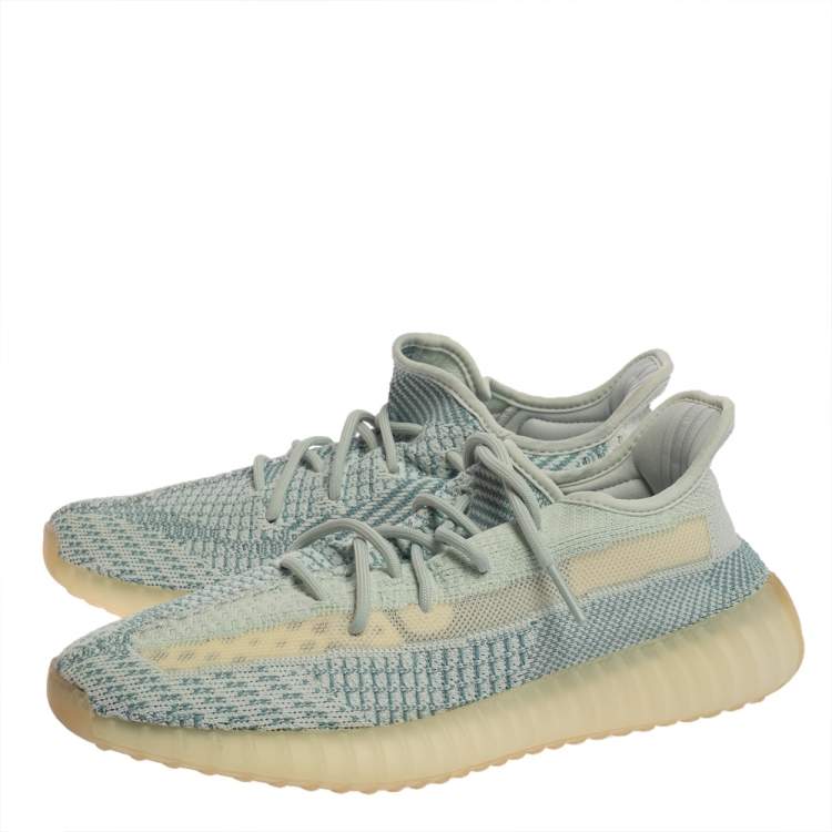 Pre Owned Yeezy x Adidas Blue/White Cotton Knit Boost 350 V2 'Cloud White' Sneakers Size 42.5