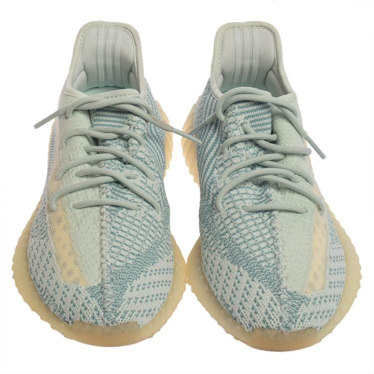 Pre Owned Yeezy x Adidas Blue/White Cotton Knit Boost 350 V2 'Cloud White' Sneakers Size 42.5