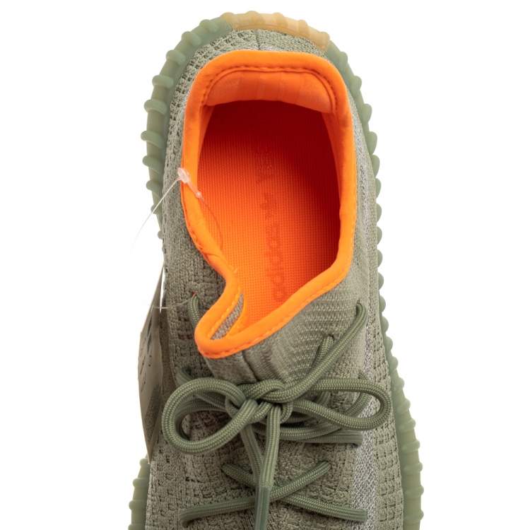 Pre Owned Yeezy x Adidas Green/Grey Knit Fabric Boost 350 V2 Desert Sage Sneakers Size 45 1/3