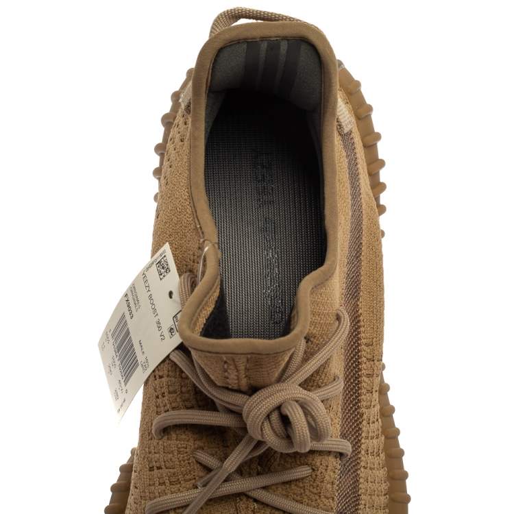 Pre Owned Yeezy x Adidas Brown Knit and Mesh Boost 350 V2 Earth Sneakers Size 45 1/3