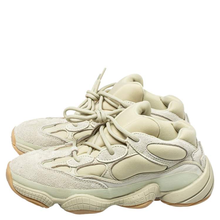 Pre Owned Yeezy x Adidas Green Suede and Fabric Yeezy 500 Stone Sneakers Size 38.5