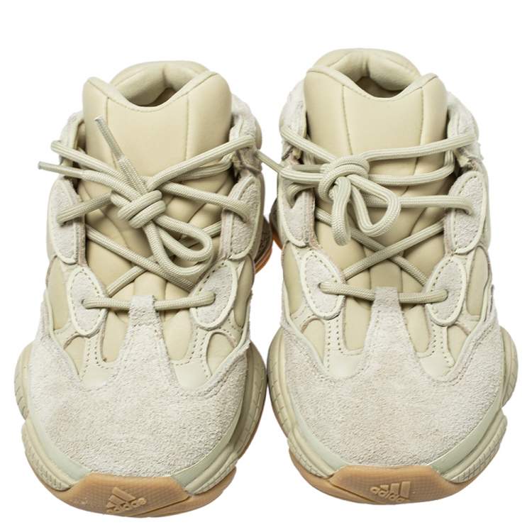 Pre Owned Yeezy x Adidas Green Suede and Fabric Yeezy 500 Stone Sneakers Size 38.5