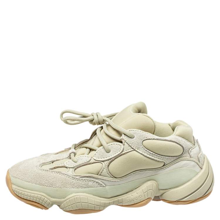 Pre Owned Yeezy x Adidas Green Suede and Fabric Yeezy 500 Stone Sneakers Size 38.5