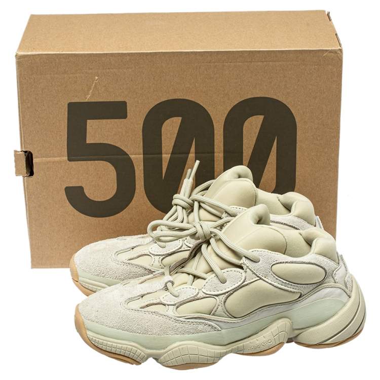 Pre Owned Yeezy x Adidas Green Suede and Fabric Yeezy 500 Stone Sneakers Size 38.5