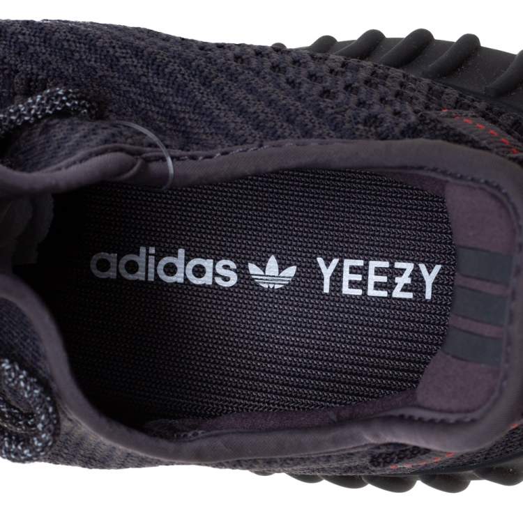 Pre Owned Yeezy x adidas Black Cotton Knit Boost 350 V2 Black Non-Reflective Sneakers Size 44 2/3