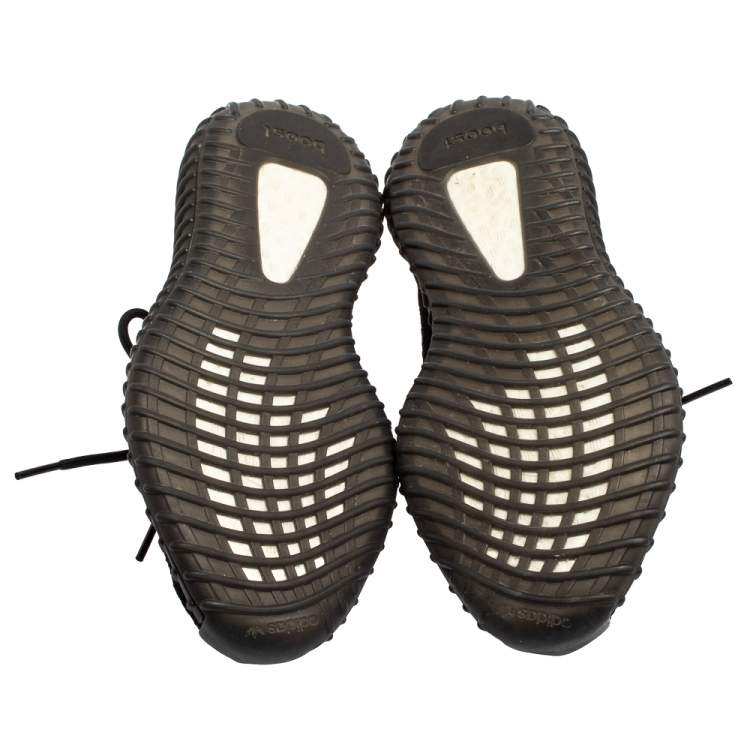Pre Owned Yeezy x Adidas Boost 350 V2 Black/Red Cotton Knit Lace Up Sneakers Size 42.5