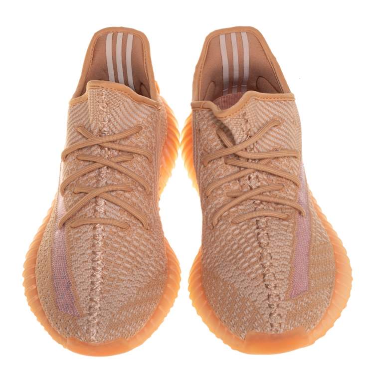 Pre Owned Yeezy x adidas Clay Knit Fabric Boost 350 V2 Sneakers Size 41 1/3