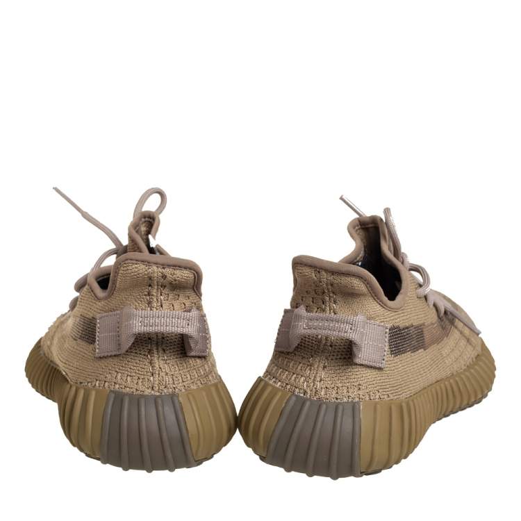 Pre Owned Yeezy x adidas Brown Knit Fabric Boost 350 V2 Earth Sneakers Size 38 2/3