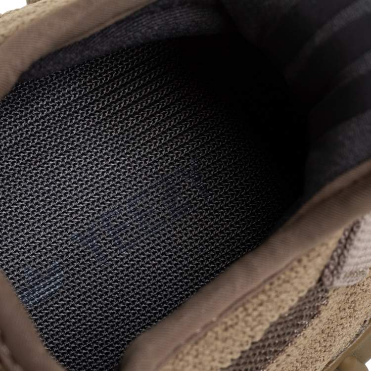 Pre Owned Yeezy x adidas Brown Knit Fabric Boost 350 V2 Earth Sneakers Size 38 2/3