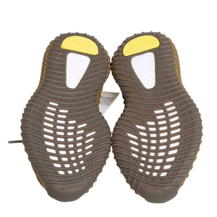 Pre Owned Yeezy x adidas Brown Knit Fabric Boost 350 V2 Earth Sneakers Size 38 2/3