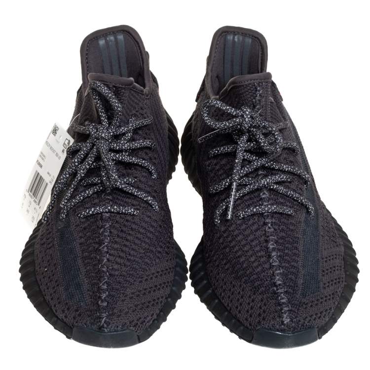 Pre Owned Yeezy x adidas Black Knit Fabric Boost 350 V2 Sneakers Size 41 1/3