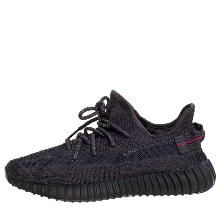 Pre Owned Yeezy x adidas Black Knit Fabric Boost 350 V2 Sneakers Size 41 1/3