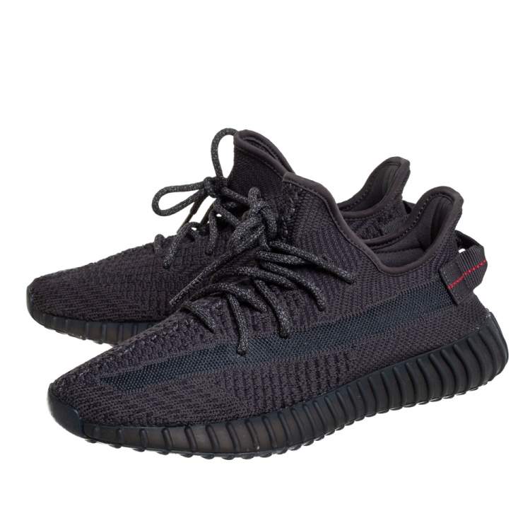 Pre Owned Yeezy x adidas Black Knit Fabric Boost 350 V2 Sneakers Size 41 1/3