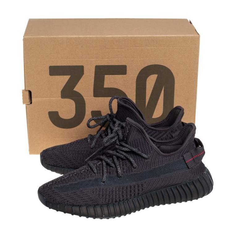 Pre Owned Yeezy x adidas Black Knit Fabric Boost 350 V2 Sneakers Size 41 1/3