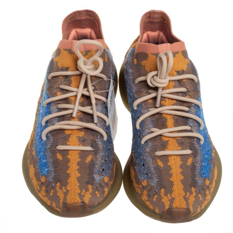 Pre Owned Yeezy x adidas Multicolor Knit Fabric Boost 380 Oat Sneakers Size 44