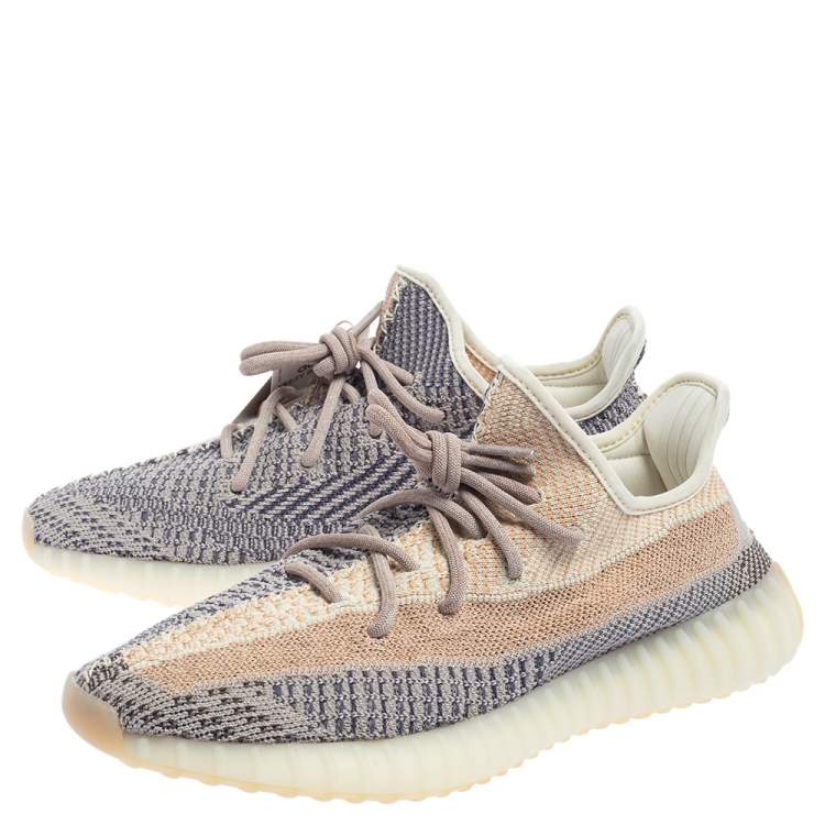 Pre Owned Yeezy x adidas Multicolor Knit Fabric Boost 350 V2 Ash Pearl Sneakers Size 44 2/3