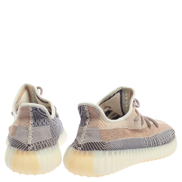 Pre Owned Yeezy x adidas Multicolor Knit Fabric Boost 350 V2 Ash Pearl Sneakers Size 44 2/3
