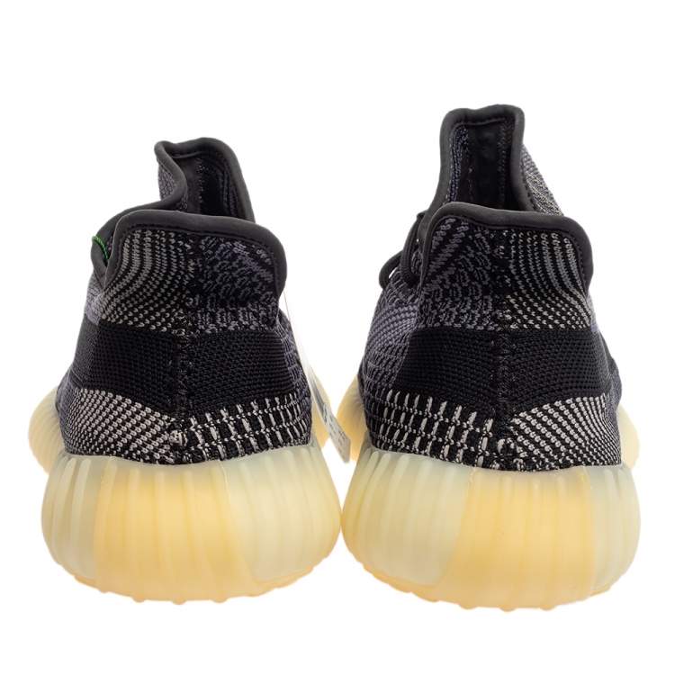 Pre Owned Yeezy x adidas Black/Grey Knit Fabric Boost 350 V2 Asriel Low Top Sneakers Size 49 1/3