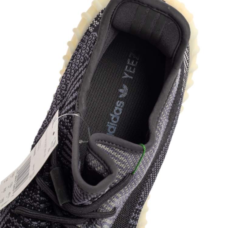 Pre Owned Yeezy x adidas Black/Grey Knit Fabric Boost 350 V2 Asriel Low Top Sneakers Size 49 1/3