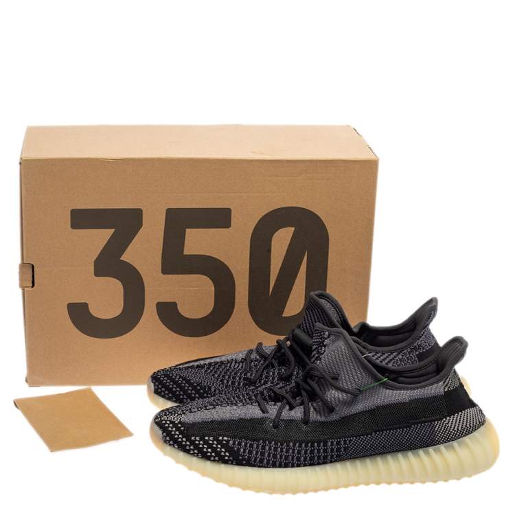 Pre Owned Yeezy x adidas Black/Grey Knit Fabric Boost 350 V2 Asriel Low Top Sneakers Size 49 1/3