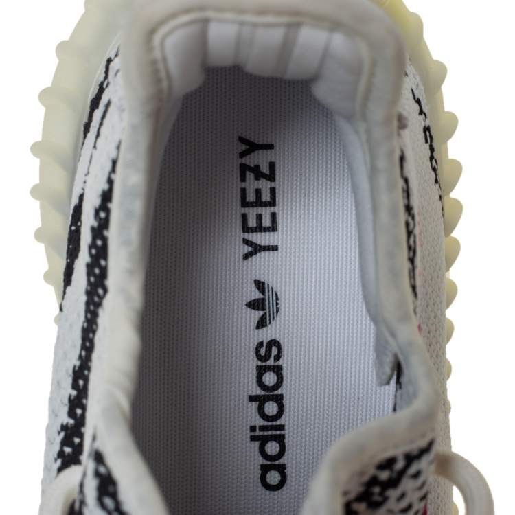 Pre Owned Yeezy x adidas White/Black Knit Fabric Boost 350 V2 Zebra Low Top Sneakers Size 40