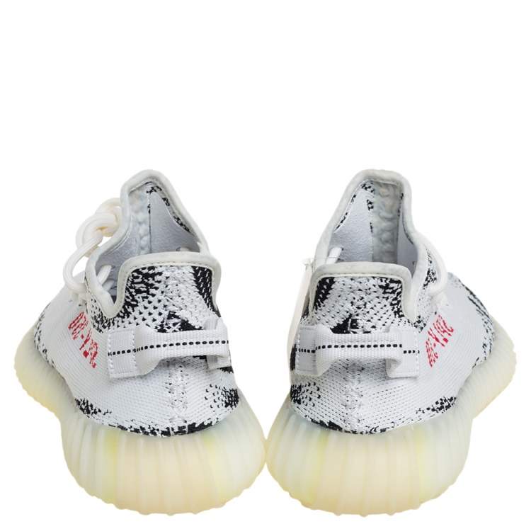 Pre Owned Yeezy x adidas White/Black Knit Fabric Boost 350 V2 Zebra Low Top Sneakers Size 40