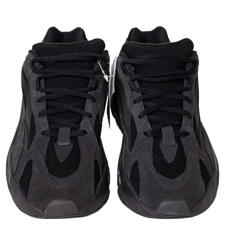 Pre Owned Yeezy x adidas Dark Grey Suede And Canvas Boost 700 Vanta Low Top Sneakers Size 42
