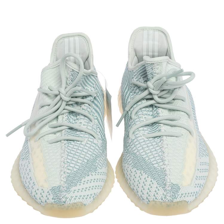 مملوكة مسبقًا Yeezy x Adidas White/Blue Knit Fabric Boost 350 V2 Cloud White Sneakers Size 44 2/3