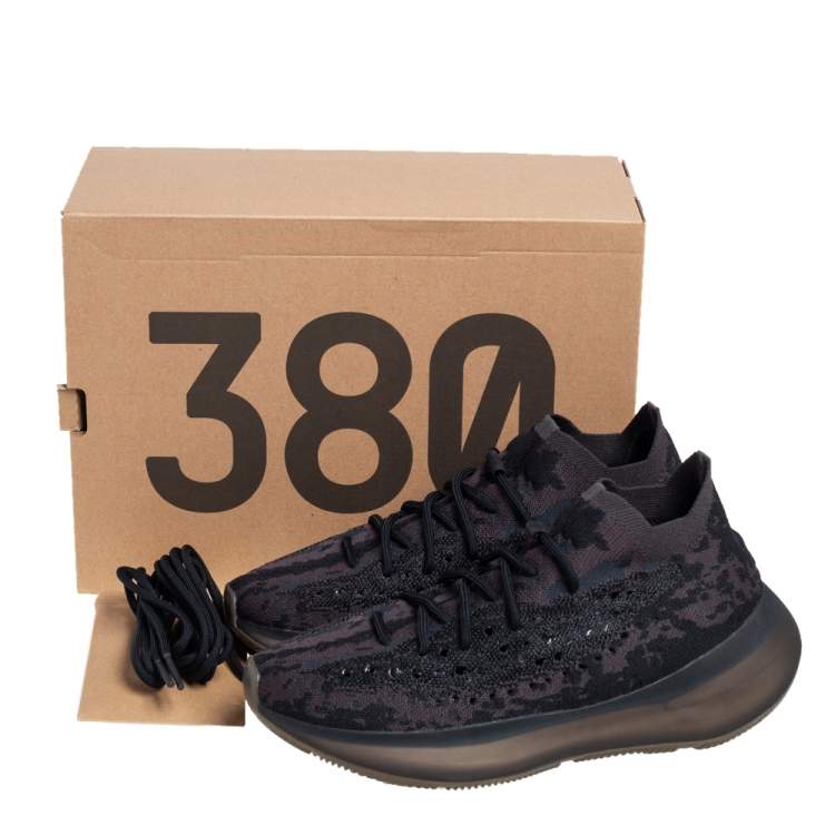 Pre Owned Yeezy x Adidas Multicolor Knit Fabric Boost 380 Onyx Sneakers Size 44