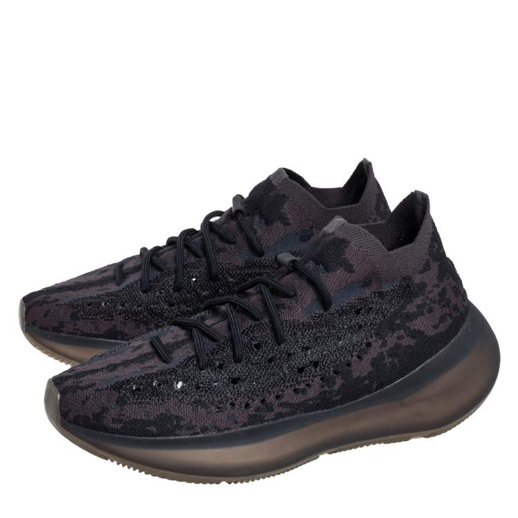 Pre Owned Yeezy x Adidas Multicolor Knit Fabric Boost 380 Onyx Sneakers Size 44