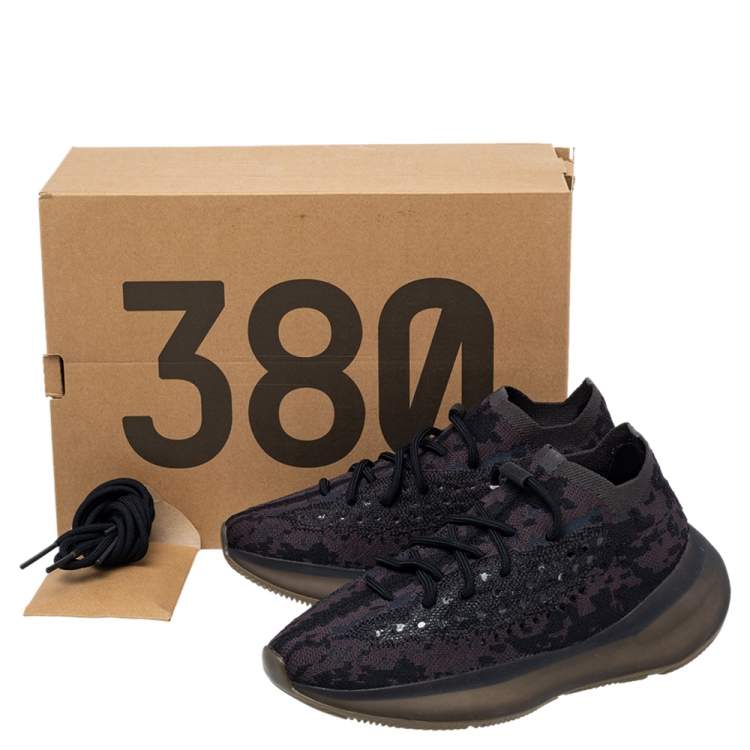 Pre Owned Yeezy x Adidas Multicolor Knit Fabric Boost 380 Onyx Sneakers Size 40 2/3