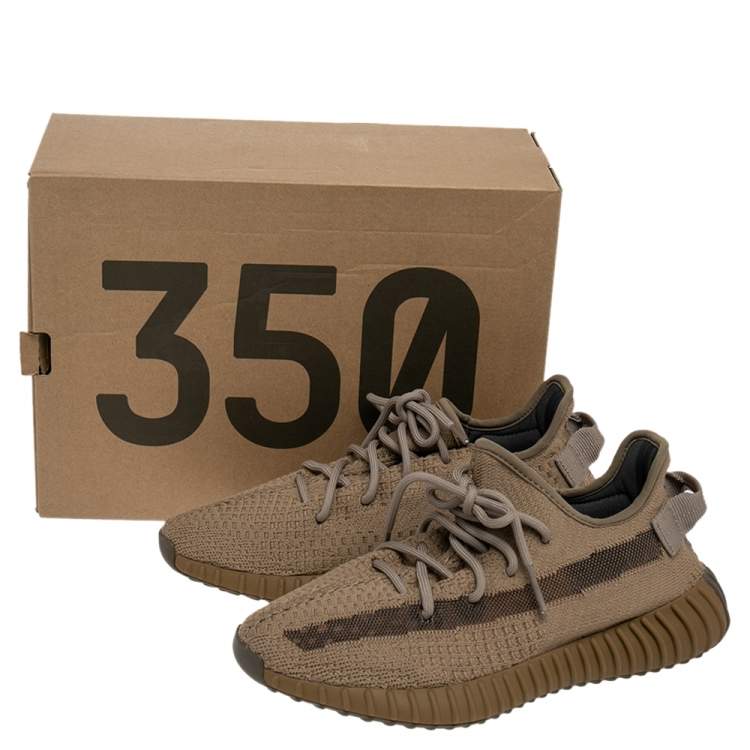 Pre Owned Yeezy x adidas Brown Knit Fabric Boost 350 Earth Low Top Sneakers Size 40 2/3