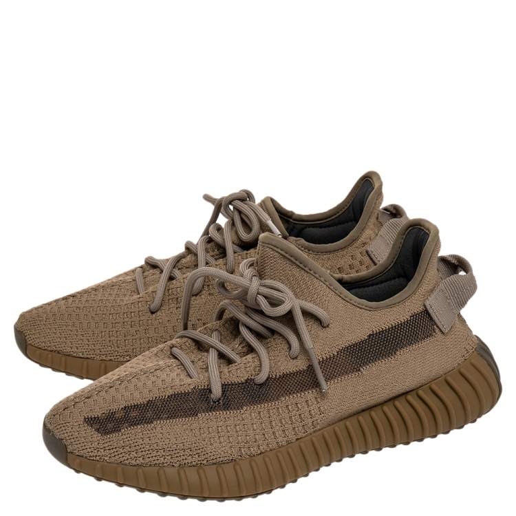 Pre Owned Yeezy x adidas Brown Knit Fabric Boost 350 Earth Low Top Sneakers Size 40 2/3
