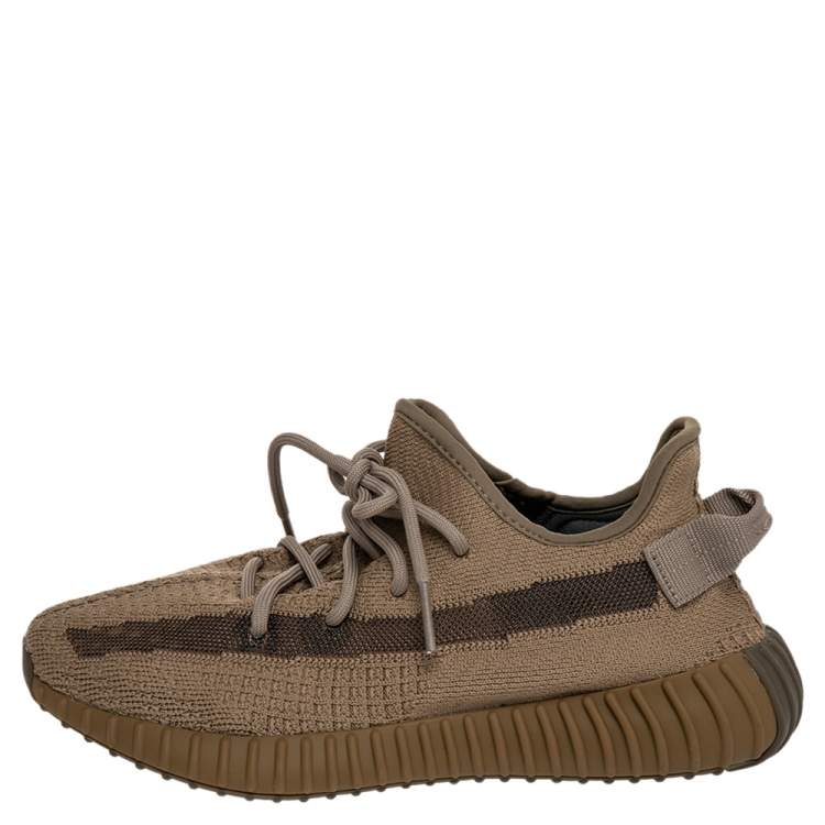 Pre Owned Yeezy x adidas Brown Knit Fabric Boost 350 Earth Low Top Sneakers Size 40 2/3