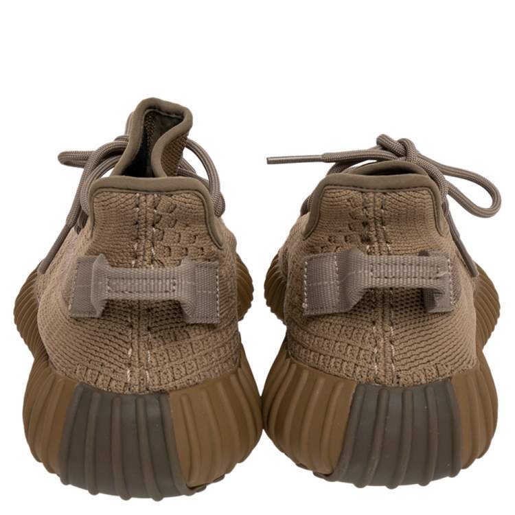 Pre Owned Yeezy x adidas Brown Knit Fabric Boost 350 Earth Low Top Sneakers Size 40 2/3