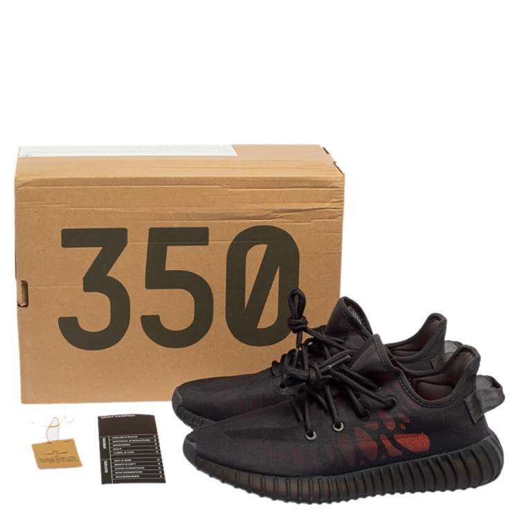 Pre Owned Yeezy x Adidas Black Mesh 350 V2 Mono Cinder Sneakers Size 40 2/3