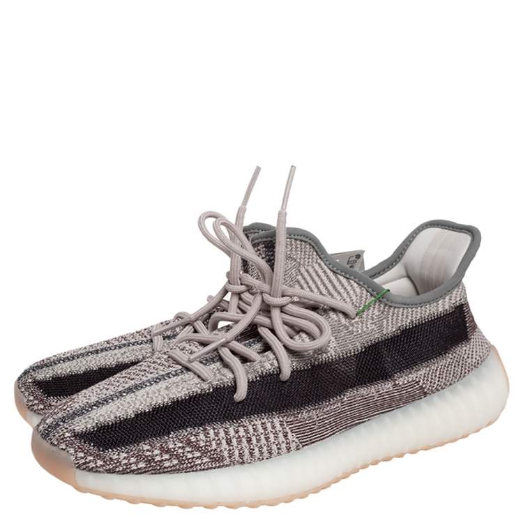 Pre Owned Yeezy x Adidas Grey/Brown Knit Fabric Boost 350 V2 Zyon Sneakers Size 43 1/3