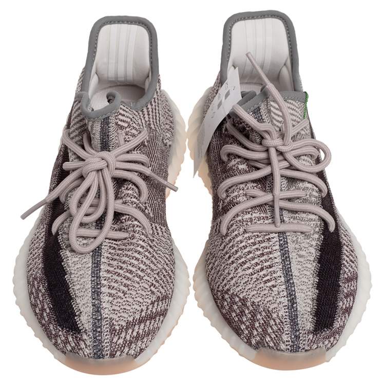 Pre Owned Yeezy x Adidas Grey/Brown Knit Fabric Boost 350 V2 Zyon Sneakers Size 43 1/3