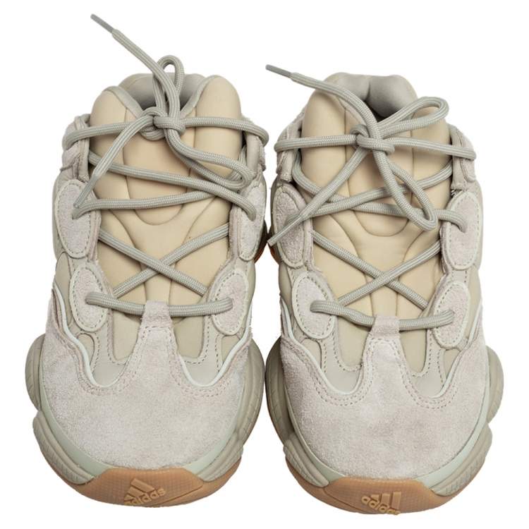 Pre Owned Yeezy x Adidas Green Neoprene and Suede Yeezy 500 Stone Sneakers Size 40