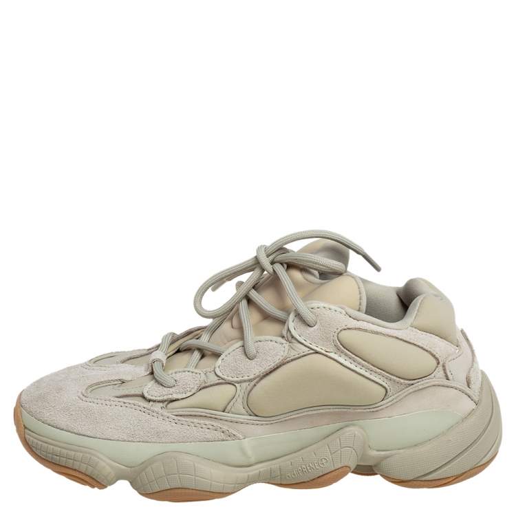 Pre Owned Yeezy x Adidas Green Neoprene and Suede Yeezy 500 Stone Sneakers Size 40