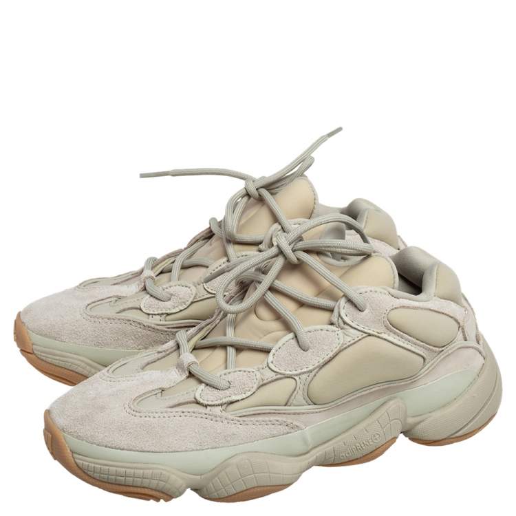 Pre Owned Yeezy x Adidas Green Neoprene and Suede Yeezy 500 Stone Sneakers Size 40
