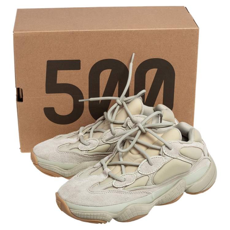 Pre Owned Yeezy x Adidas Green Neoprene and Suede Yeezy 500 Stone Sneakers Size 40