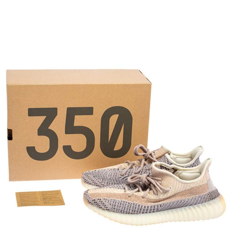 Pre Owned Yeezy x adidas Multicolor Knit Fabric Boost 350 V2 Ash Pearl Sneakers Size 44 2/3