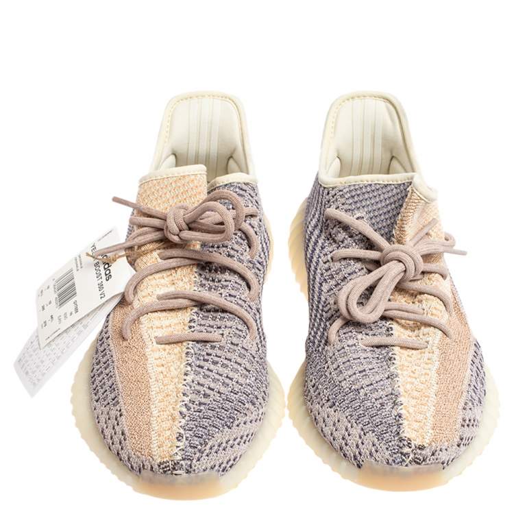 Pre Owned Yeezy x adidas Multicolor Knit Fabric Boost 350 V2 Ash Pearl Sneakers Size 44 2/3