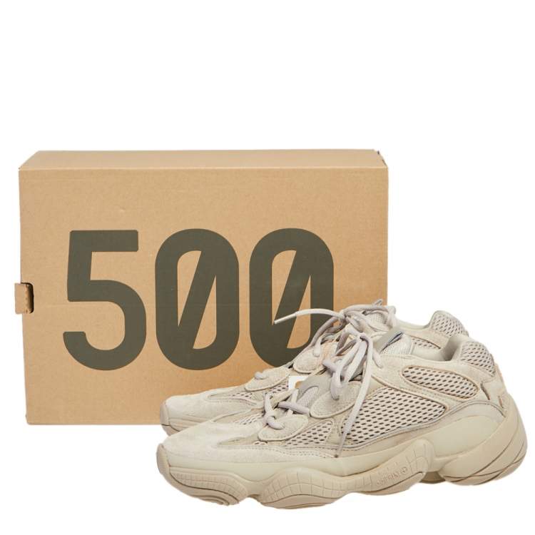 Pre Owned Yeezy x Adidas Beige Mesh And Suede 500 Taupe Light Sneakers Size 44