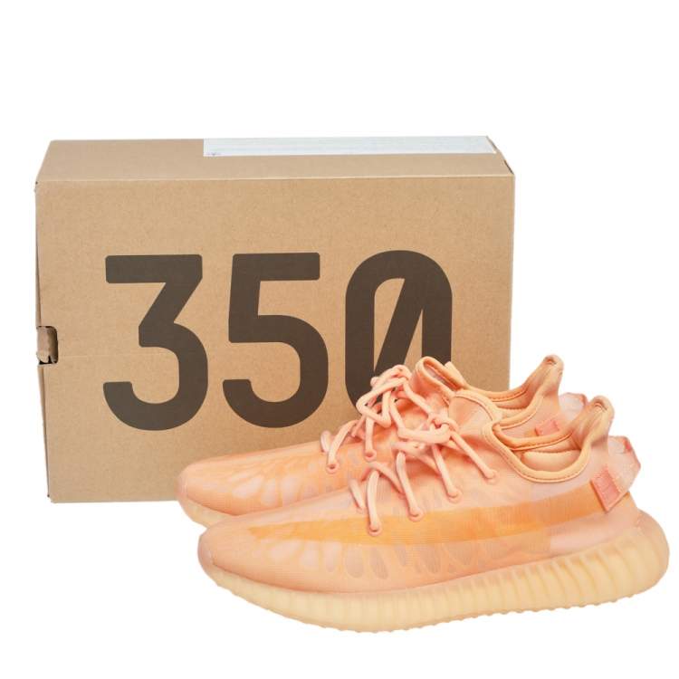 Pre Owned Yeezy x Adidas Orange Mesh 350 V2 Mono Clay Sneakers Size 44