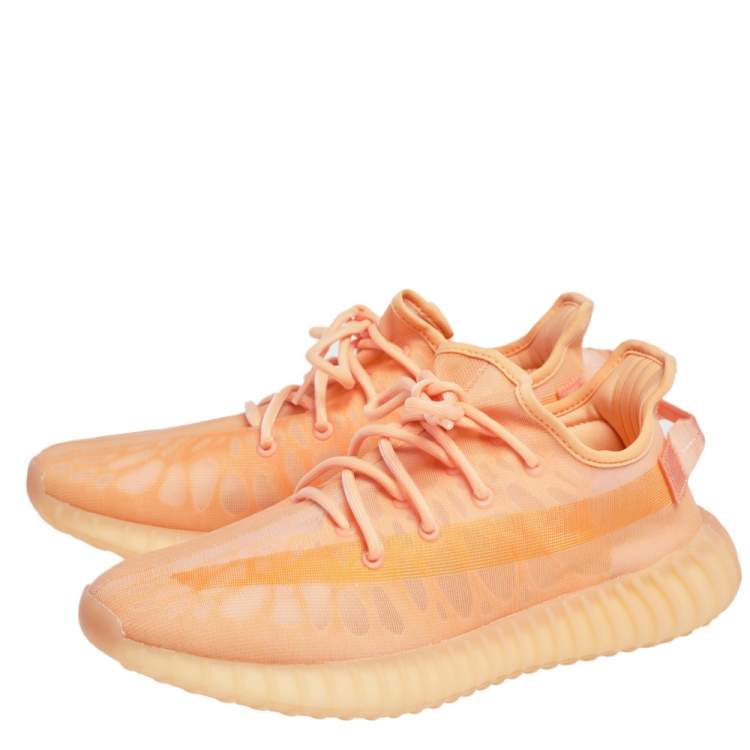 Pre Owned Yeezy x Adidas Orange Mesh 350 V2 Mono Clay Sneakers Size 44